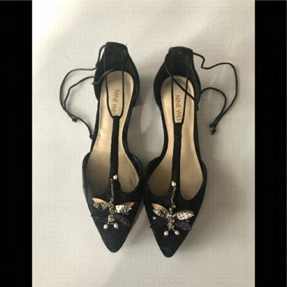 NWOT, Nine West suede black flats. Size 5.5